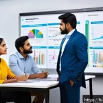 Home 19 수학적 최적화 방법 - A detailed, vibrant office scene showing a diverse Indian professional team engaged in strategic pla...